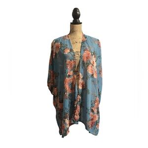 Maurices Blue and Orange Floral Kimono